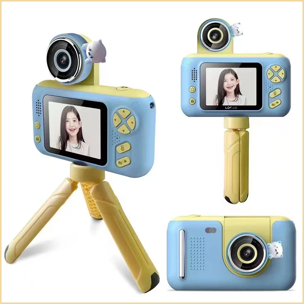 Cámara de trípode para niños, lente de pantalla grande HD de 4000W, cámara de Selfie, cámara Digital para niños, máquina de juego de rompecabezas divertida, tarjeta SD de 8/32G