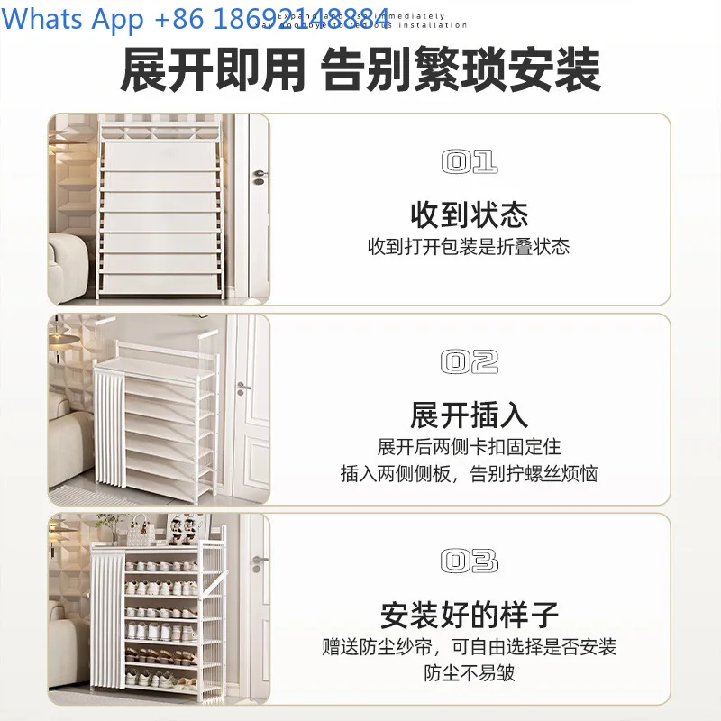 Folding Shoe Rack Space-Saving Multi-Layer Storage Rack Entryway Acrylic Dustproof No-Installation Shoe Cabinet Storage