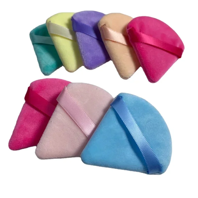 1pc Velvet Triangle Shaped Powder Puff Wet Dry Used Washable Soft Makeup Sponge Tool For Foundation Powder Blusher Wholesale