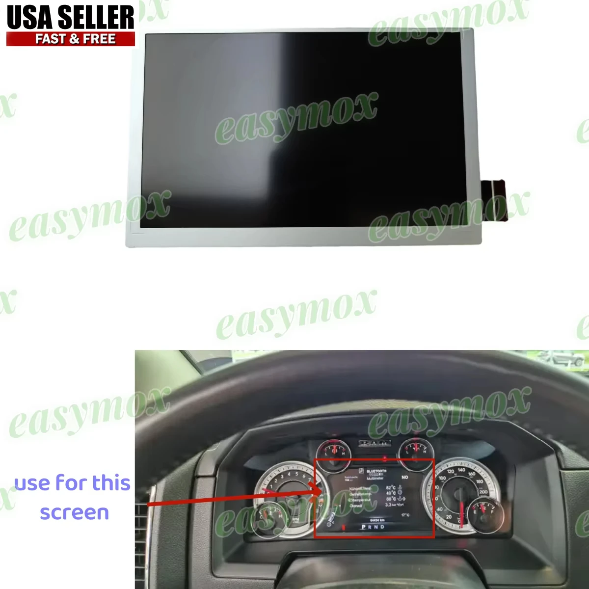 

7" LCD Display for 13-19 Jeep Dodge Ram GAS 1500 2500 3500 DJ070NA02B Instrument Cluster Dashboard Screen Repairment