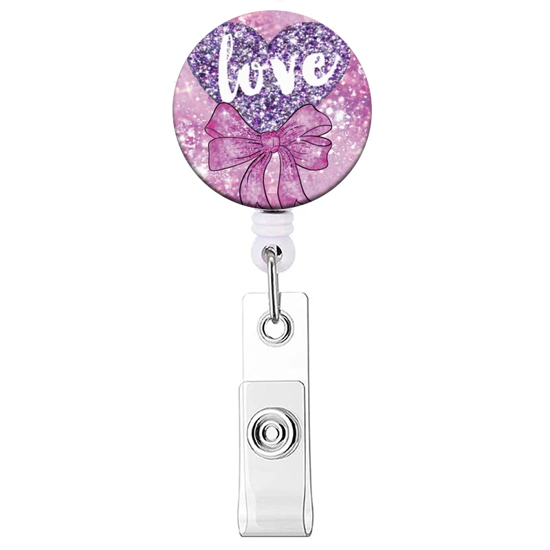 Neue Stil Farbe Liebe Versenkbare Clip Reel Karte Halter Herz Form ID Business Arbeit Karte Yoyo Abzeichen Halter Büro Liefert – Detail 15
