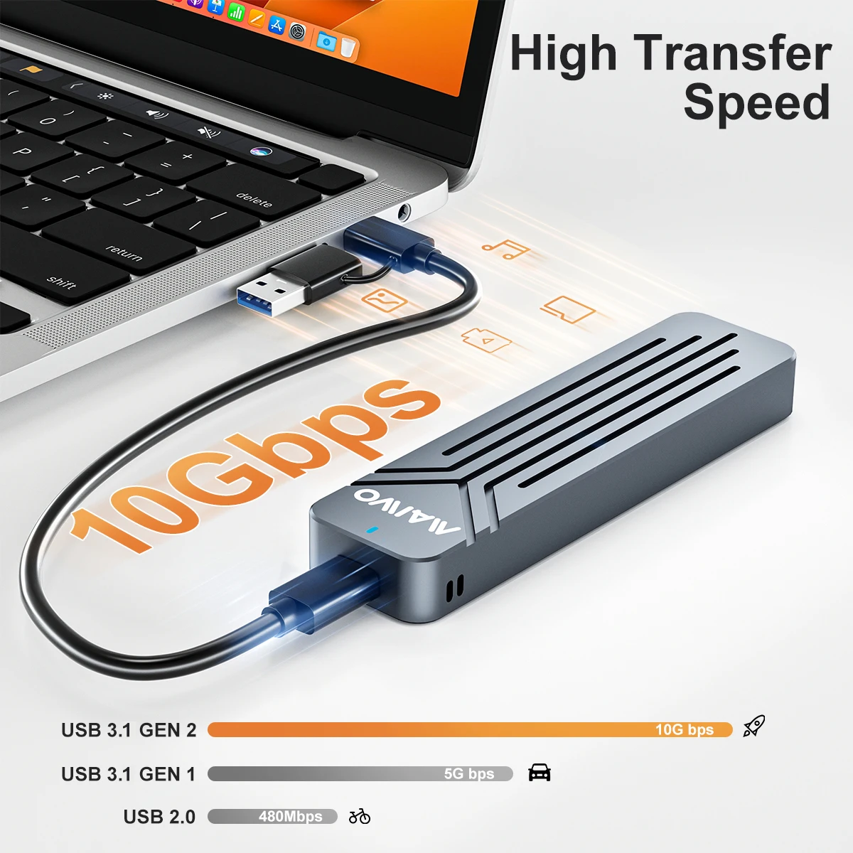 Корпус MAIWO M.2 NVMe SSD USB 3.2 GEN2 10 Гбит/с Поддержка UASP Trim 8 ТБ Алюминиевый M.2 PCIe SSD-считыватель USB C для NVMe M Key