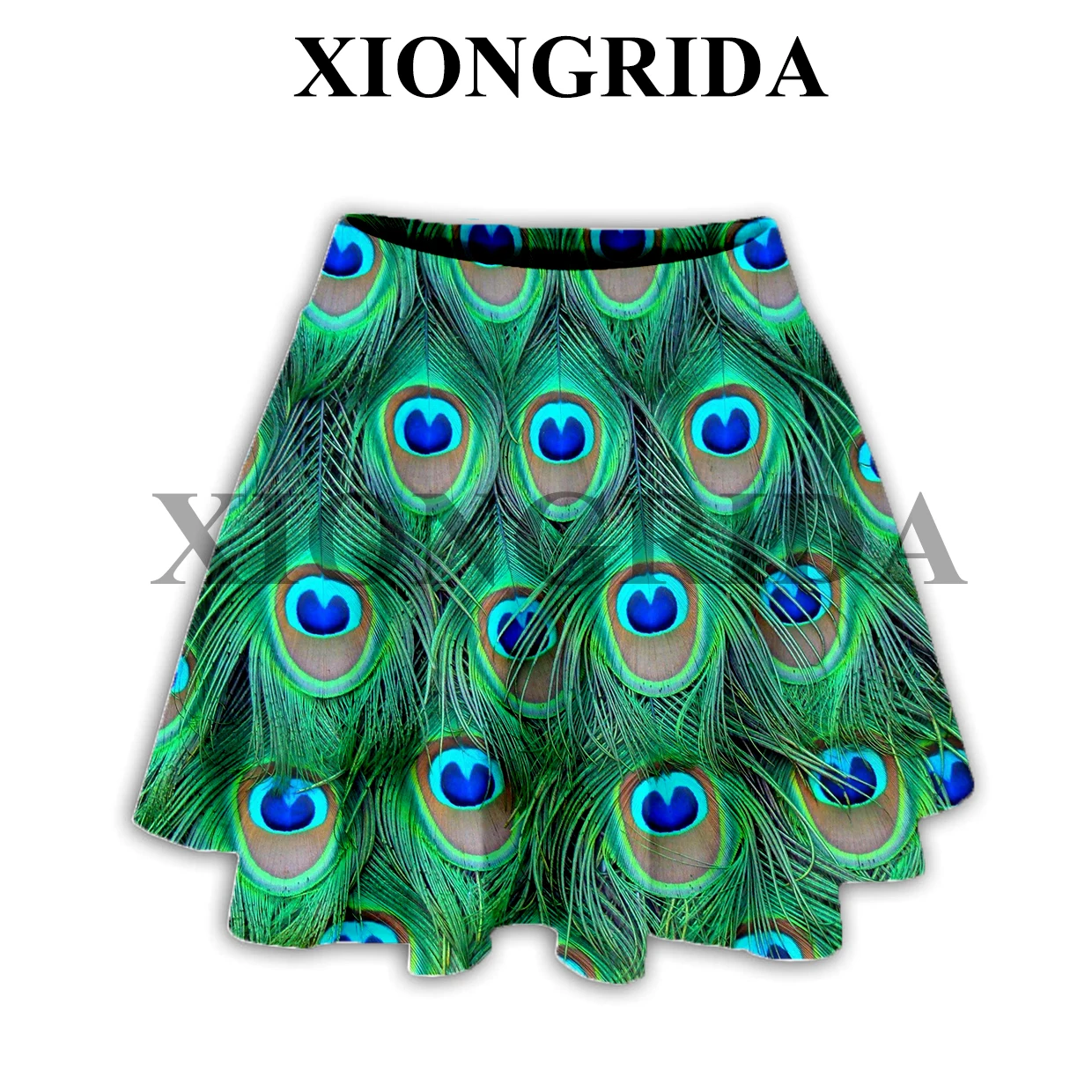 Faldas con estampado de plumas de pavo real para mujer, minifaldas coloridas con estampado de plumas de animales en 3D, Vestido corto a la moda