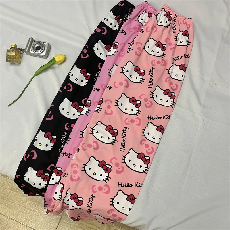 Sanrio HelloKitty Summer Thin Pants Cotton Loose Lady Pajama Pant Pajama Trousers Cartoon Sleep Indoor Outdoor Lounge Wear Gift