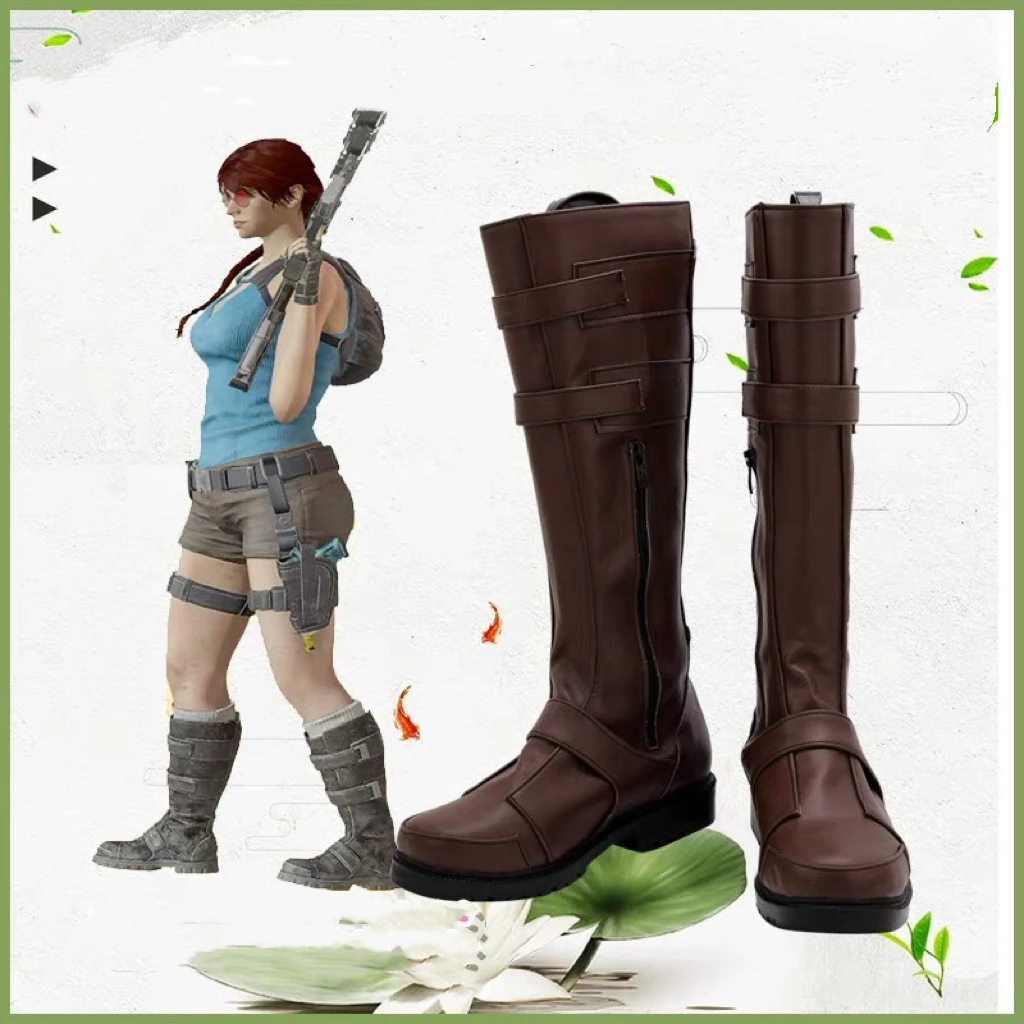 Lara Shoes Cosplay Women Boots ASH Tomb Raider Cosplay Shoes Christmas Party Halloween Customize