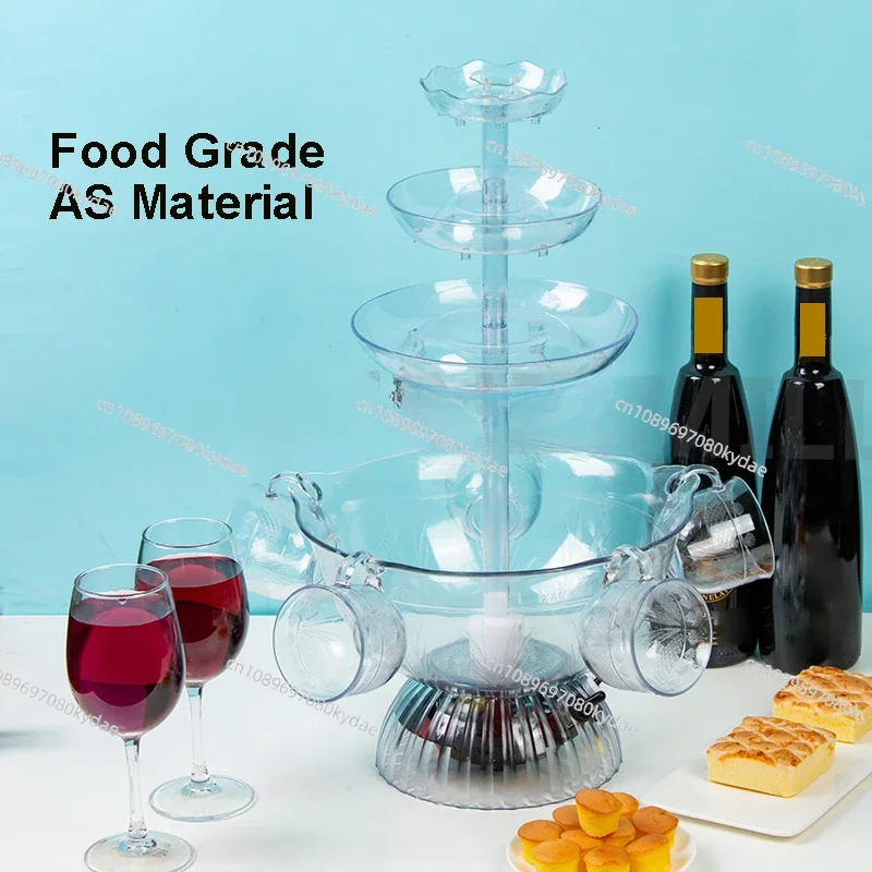 3-Tier Wine Champagne Party Fountain Red Wine Dispenser Juice Drink Beer Waterfall Machine 110V/ 220V