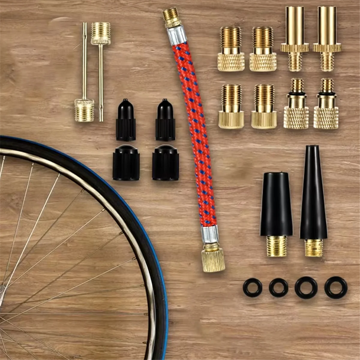 AD08_21pcs Bicycle Valve Adapter Sleeve Bicycle Valve Adapter Valve Conversion Nozzle Valve Adapter Cycling Accessories