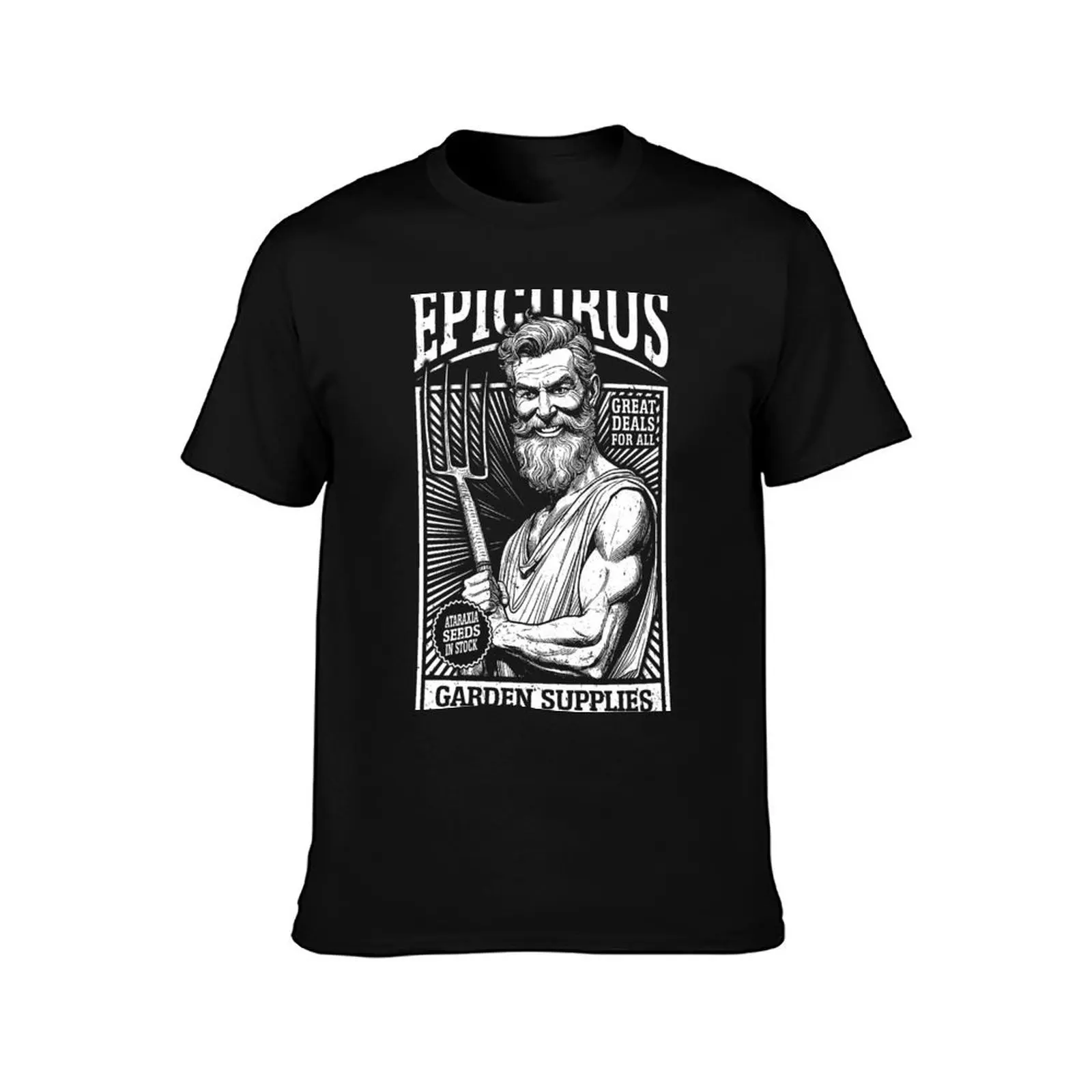 Epicurus Garden Supplies Funny Philosophy Gardening Retro Ad T-Shirt Summer Casual Cotton Tee Oversized Streetwear Tops