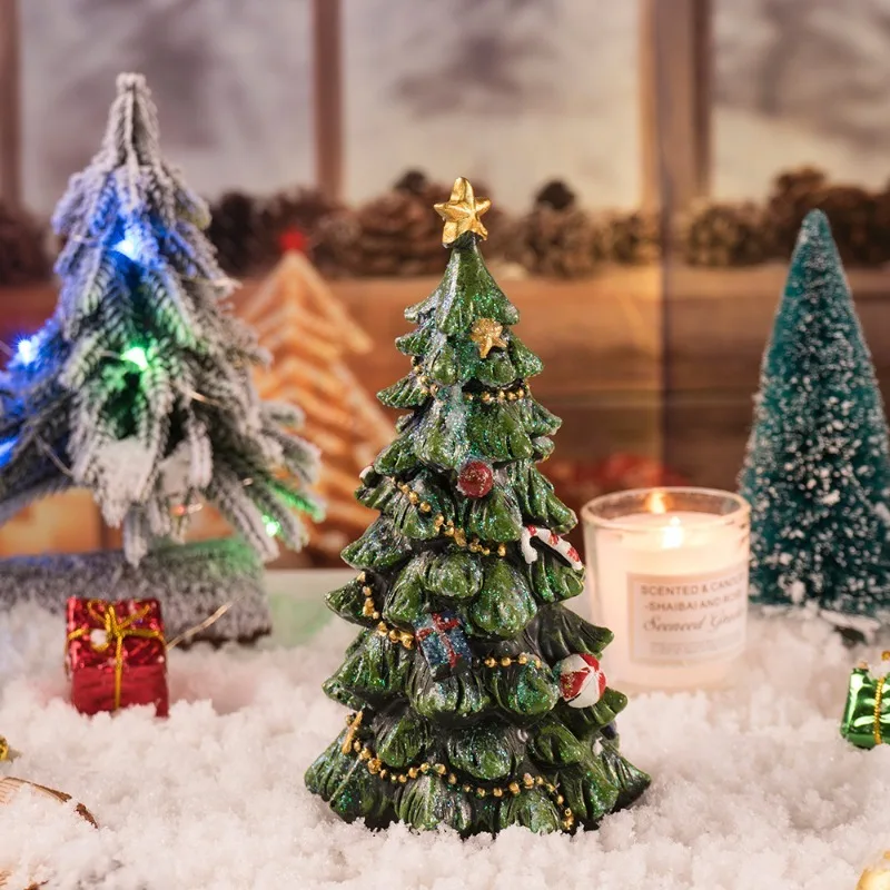 

2025 New Small Christmas Tree Desktop Decoration Home Room Resin Handicraft Ornament Christmas Gift Arbolitos De Navidad