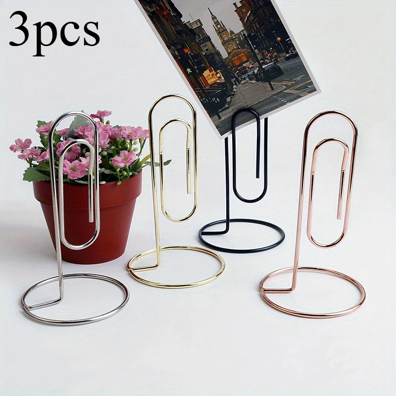 3pcs Desktop Sticky Note Clip Creative DIY Decorative Metal Name Card Photo Clip for Desktop Supplies Desk Storage Organization