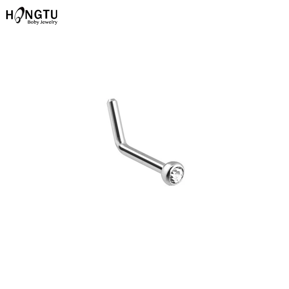 6PCS Titanium Nose Stud L-Shape Nariz Studs Screws Nose Ring Hoop Piercings Nostril Earring Stud Piercings Women Fashion Jewelry