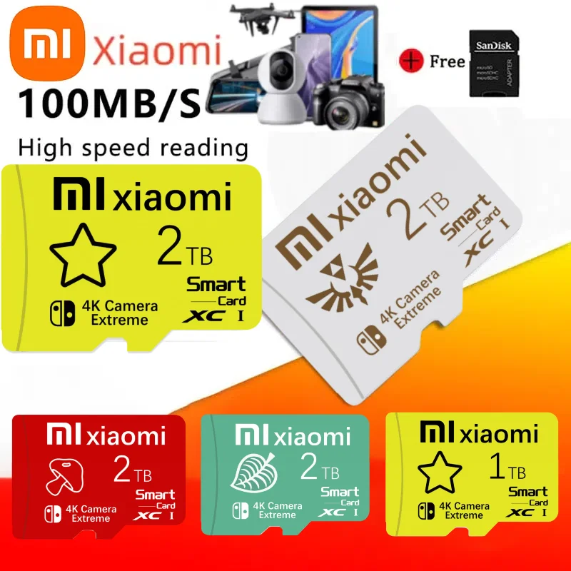 Xiaomi Scheda di Memoria SD Originale 2TB 100Mb Lettura Scheda Flash SD 1TB 512GB Mini Micro TF Scheda SD 128GB 256GB Per Sony Nintendo 64