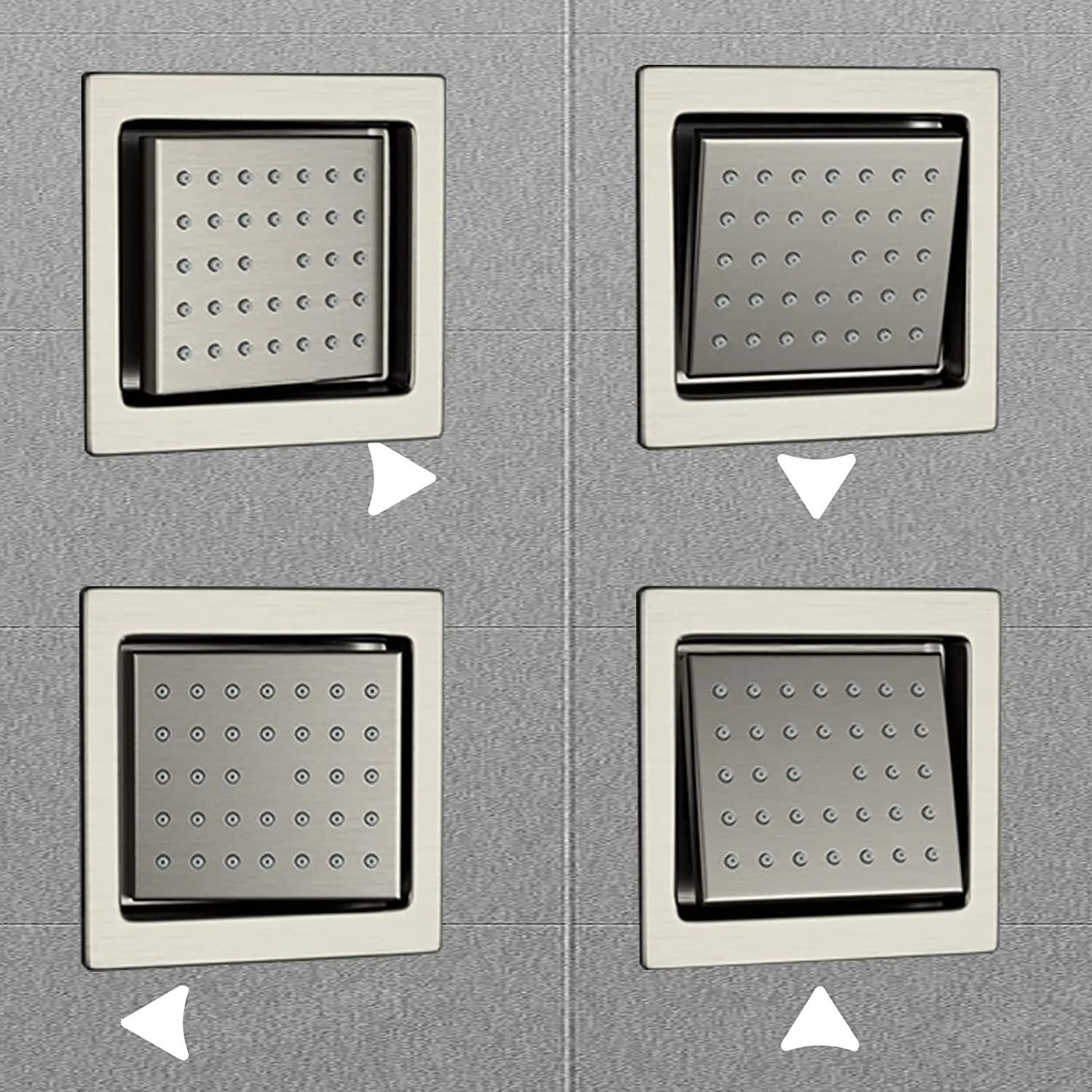 Ukryty kwadratowy mosiężny dyszowy spryskiwacz do wanny z hydromasażem, szczotkowany nikiel
