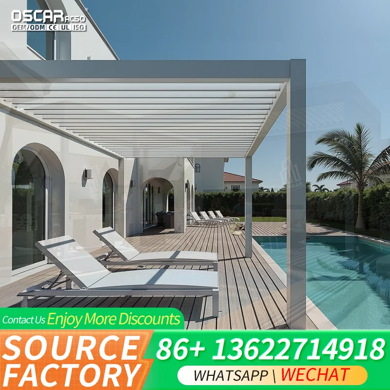 Adjustable Retractable Motorized Outdoor Gazebo Pergola Roof for Garden Patio Balcony pergola