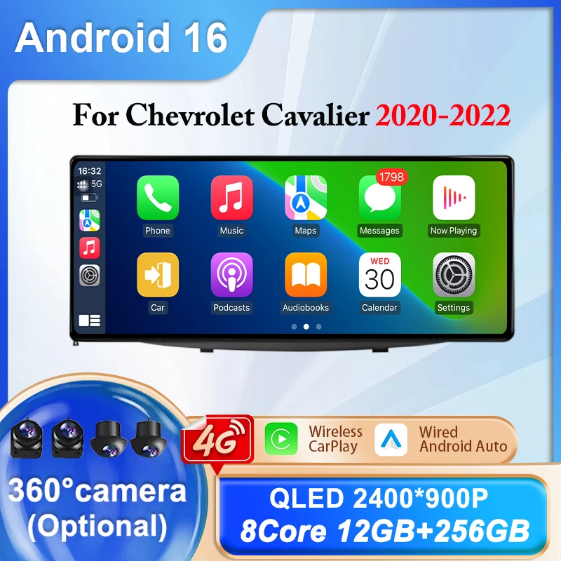 For Chevrolet Cavalier 2020 - 2022 Wireless CarPlay Car Multimedia Display Touch Screen Android auto Head Unit GPS Navigation BT