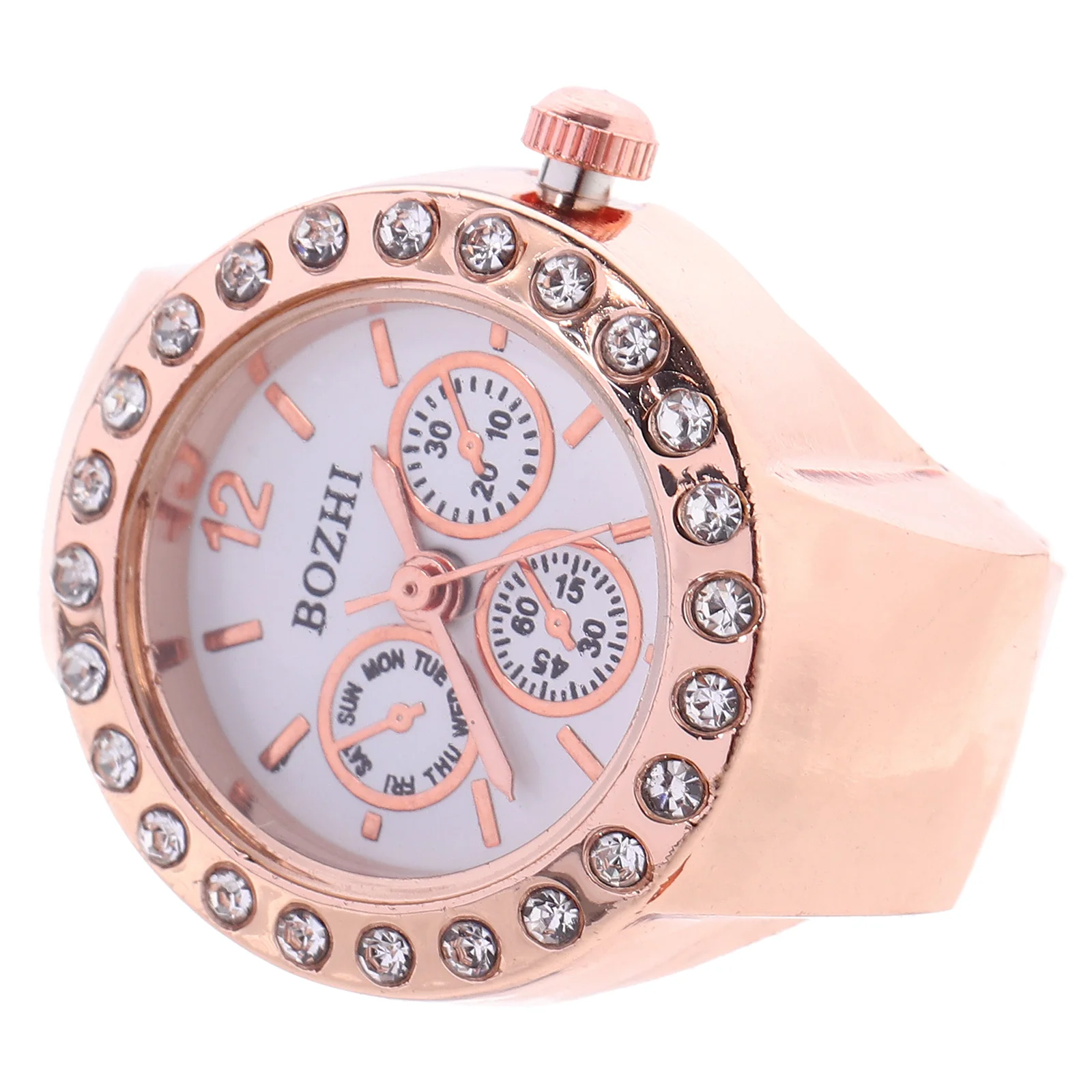 Rings Watch Quartz Round Finger Watches 26X25CM Casual Rose Gold Festival Gift Miss