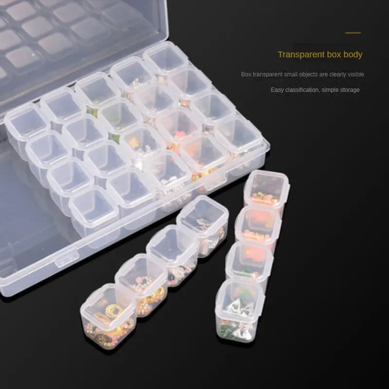 علبة تخزين بلاستيكية شفافة لأدوات تزيين الأظافر ، منظم حجرة ، علبة الخرز ، حاوية مجوهرات ماسية ، 28 شبكة ، 56 شبكة