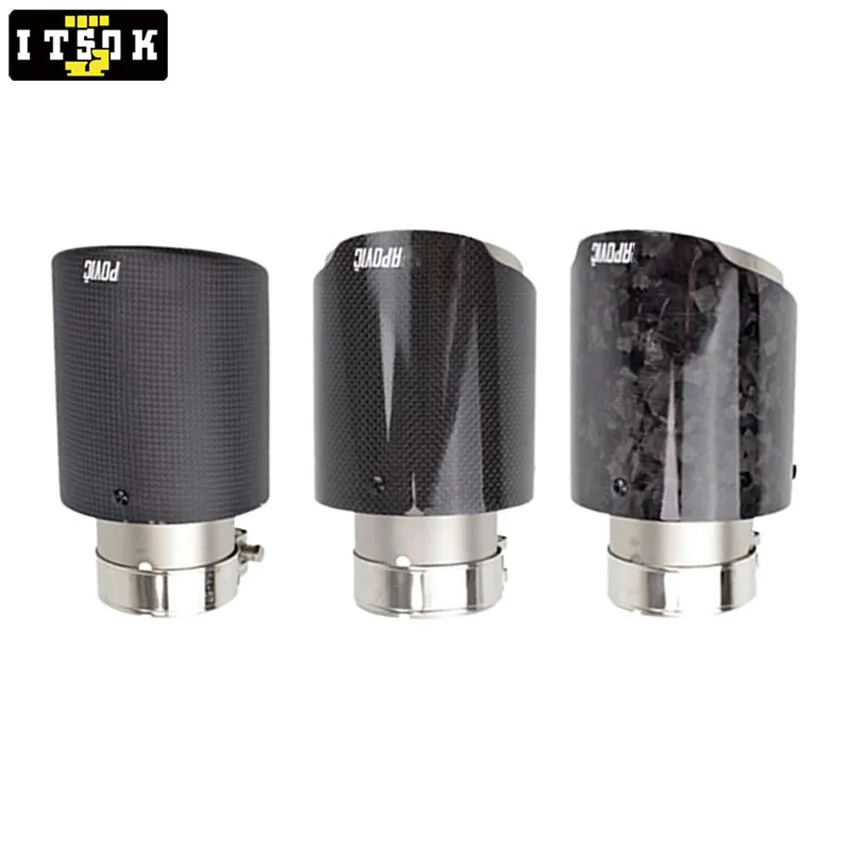 Carbon Fiber Exhaust Tip 51mm 63mm 76mm 2 Inch 2.5 3 Inch Stainless Steel Universal Glossy Matte Forged Tail Pipe For Akrapovic