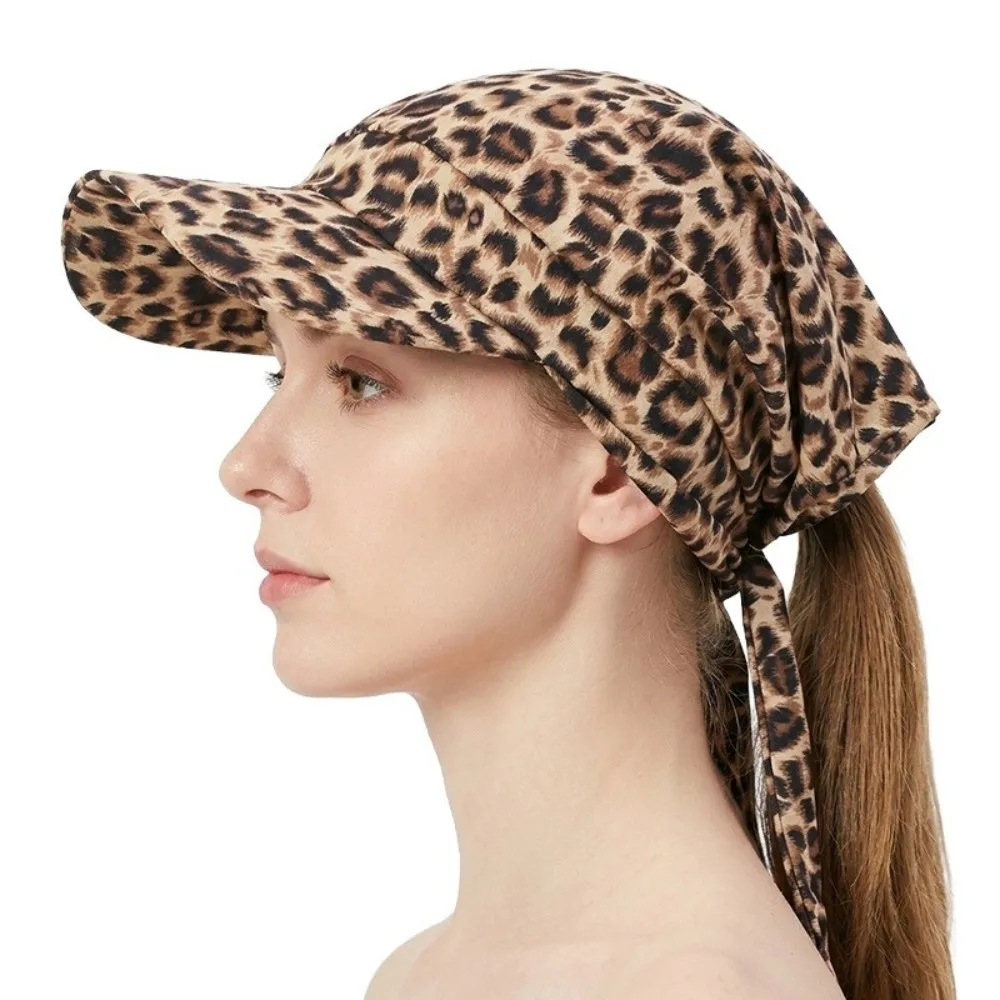Trendy Vintage Baseball Cap with Brim Printed Design Bandana Hat Breathable Strappy Turban Hats for Women