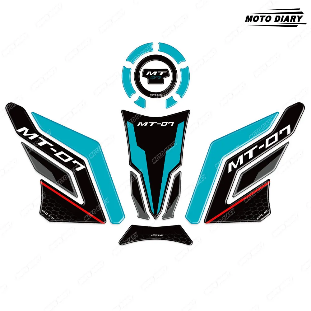 Motorcycle Fuel Tank Pad Stickers 3D Tank Protection Decals Waterproof For Mt07 MT-07 MT 07 2021-2024 2023 2022