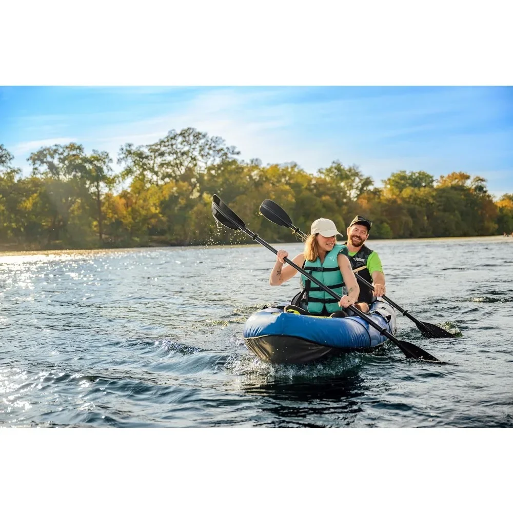 Kayak tándem inflable, Kayak recreativo Convertible, compacto, estable y divertido, bolsa de transporte todo en uno y bomba incluida