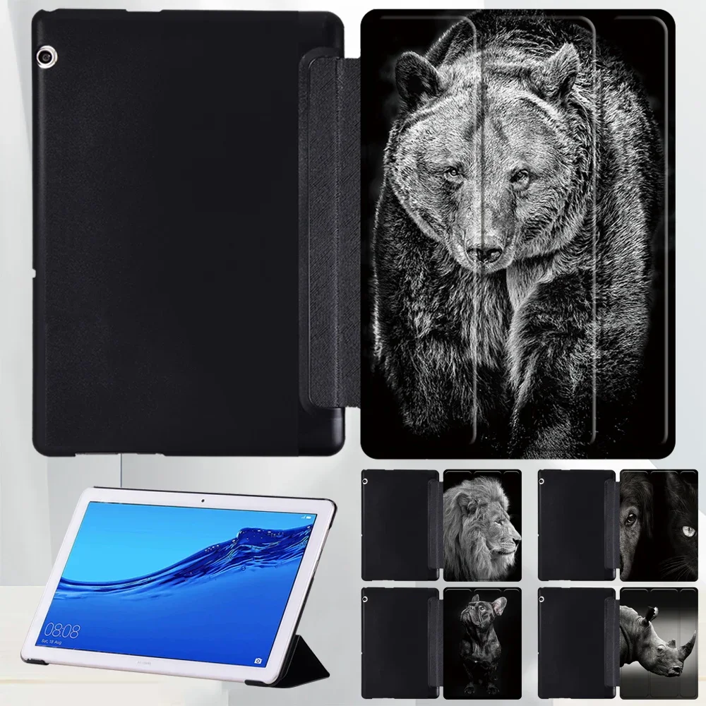 

Case for Huawei MediaPad T3 10 9.6-inch Ultra Slim Three-Fold Stand Case PU Leather Tablet Cover for MediaPad T5 10 10.1-inch