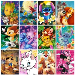 Disney Stitch Diamond Painting 5D Cartoon The Little Mermaid Full Round Diamond Mosaic Embroidery Cross-Stitch Children's Gifts