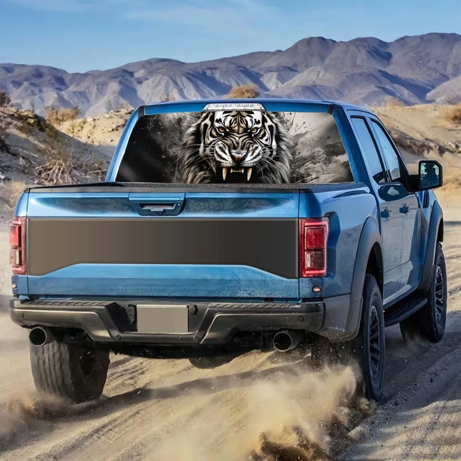Wild Animals Fantasy Tiger Rear Window Decal Fit Pickup,Truck,Car Universal See Through Perforated Back Windows Vinyl Sticker