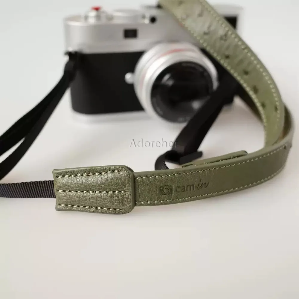 1PC Vintage Ostrich Leather Camera Shoulder Strap Adjustable 95‑130cm Sling Lanyard Compatible for DSLR/ Mirrorless Camera