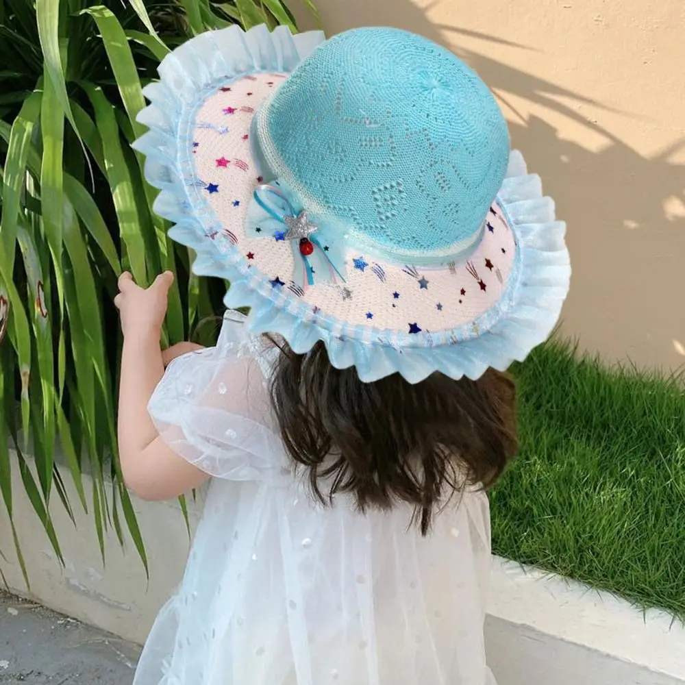 القش قبعة الشمس حماية صياد قبعة تنفس واسعة حافة دلاء قبعة الأشعة فوق البنفسجية حماية Bowknot بنما الشمس قبعات لا تغطي الرأس بالكامل الشاطئ