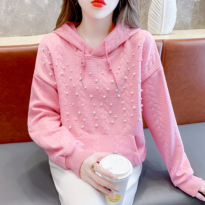 

Oversized Hoodies Women Sweatshirt Autumn Embroidery Letter Hooded Sweatshirt Casual Long Sleeve Fack Two Pieces Hoodies