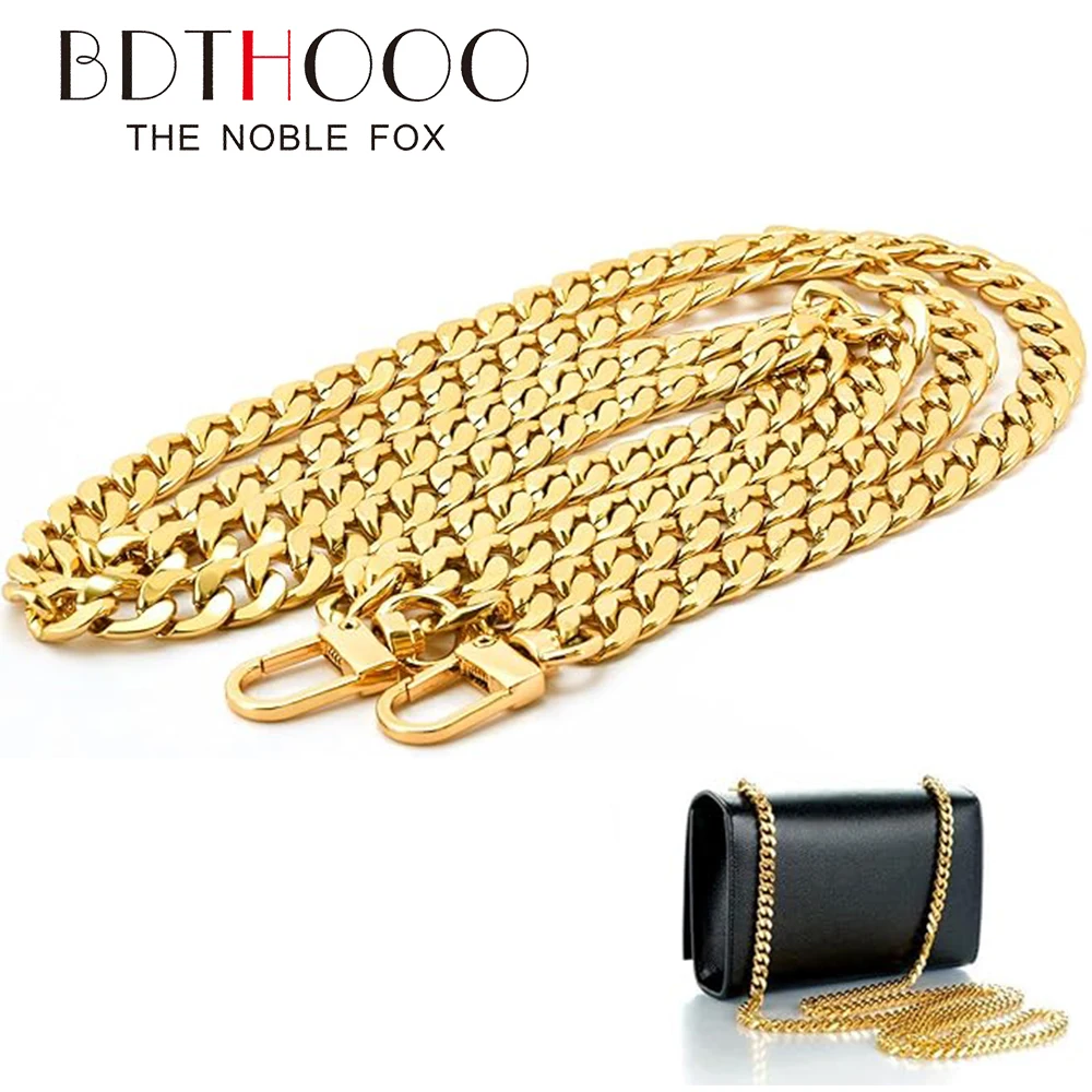 

47"/120cm DIY Iron Flat Chain Strap Purse Chain Accessories Purse Straps Shoulder Cross Body Replacement Straps, with Metal Buck