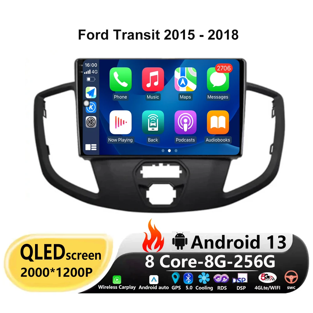 

Автомагнитола на Android 13 для Ford Transit 2015, 2016, 2017, 2018, 4G, Wi-Fi, GPS-навигатор