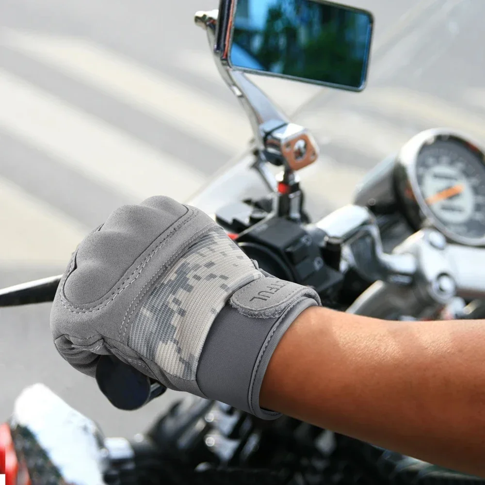 ACU Camouflage Touch Screen Motorcycle Hard Knuckle Full Finger Gloves Moto Motorbike Biker Motocross Riding Protective Gear Men