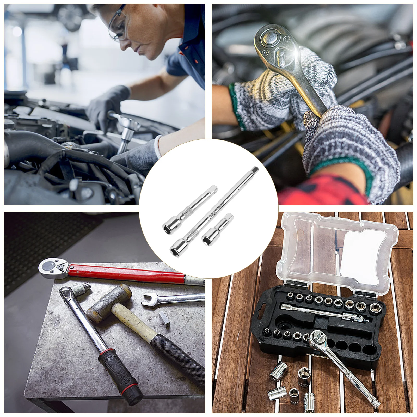 

3Pcs Flexible Socket Extension Bars Ratchet Wrench Extender Rods Spanner Extension for Car Repair Automotive Tools Electric