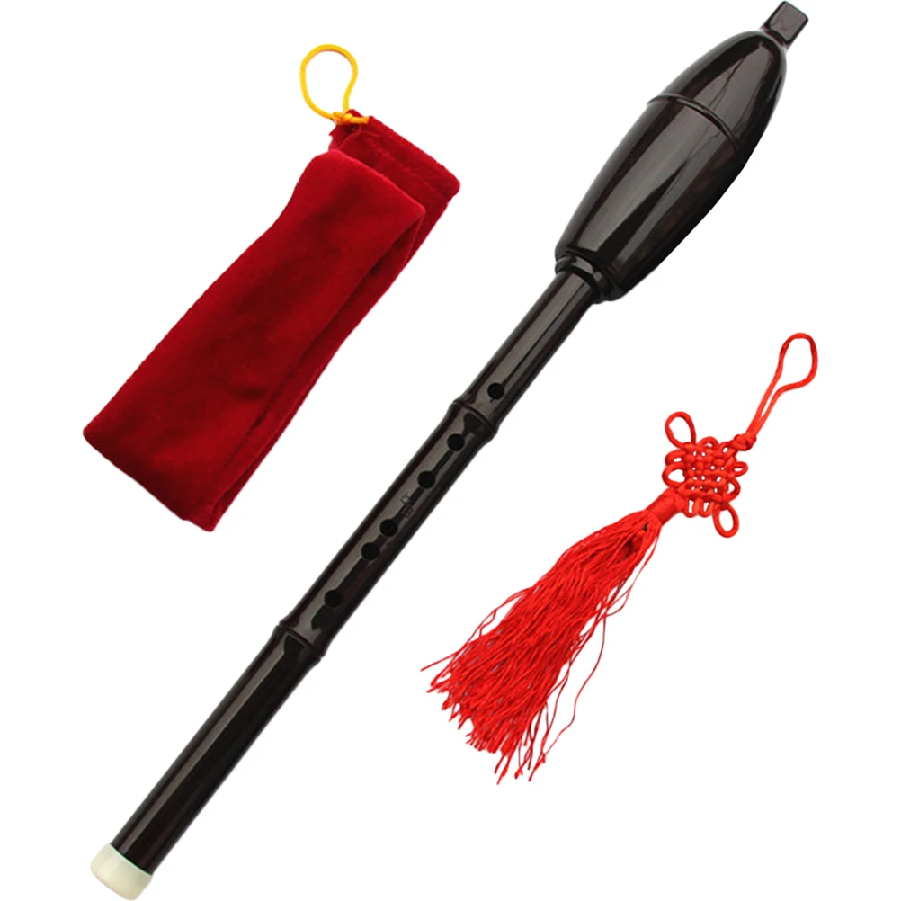 

Bau Flute Folk Instrument Woodwind Resin Bawu Kit Educational Storage Bag Musical