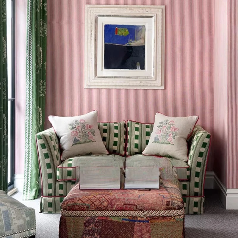 كرسي غرفة المعيشة الفرنسي القديم ذو الظهر العالي، أريكة قماشية أمريكية من القرون الوسطى باللون الأخضر منقوشة بصف مستقيم #3