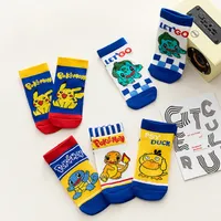 5pcs Kawaii Pokemon Anime Socks Pikachu Psyduck Cartoon Children's Socks 1-12 Years Old Warm Breathable Student Children's Socks