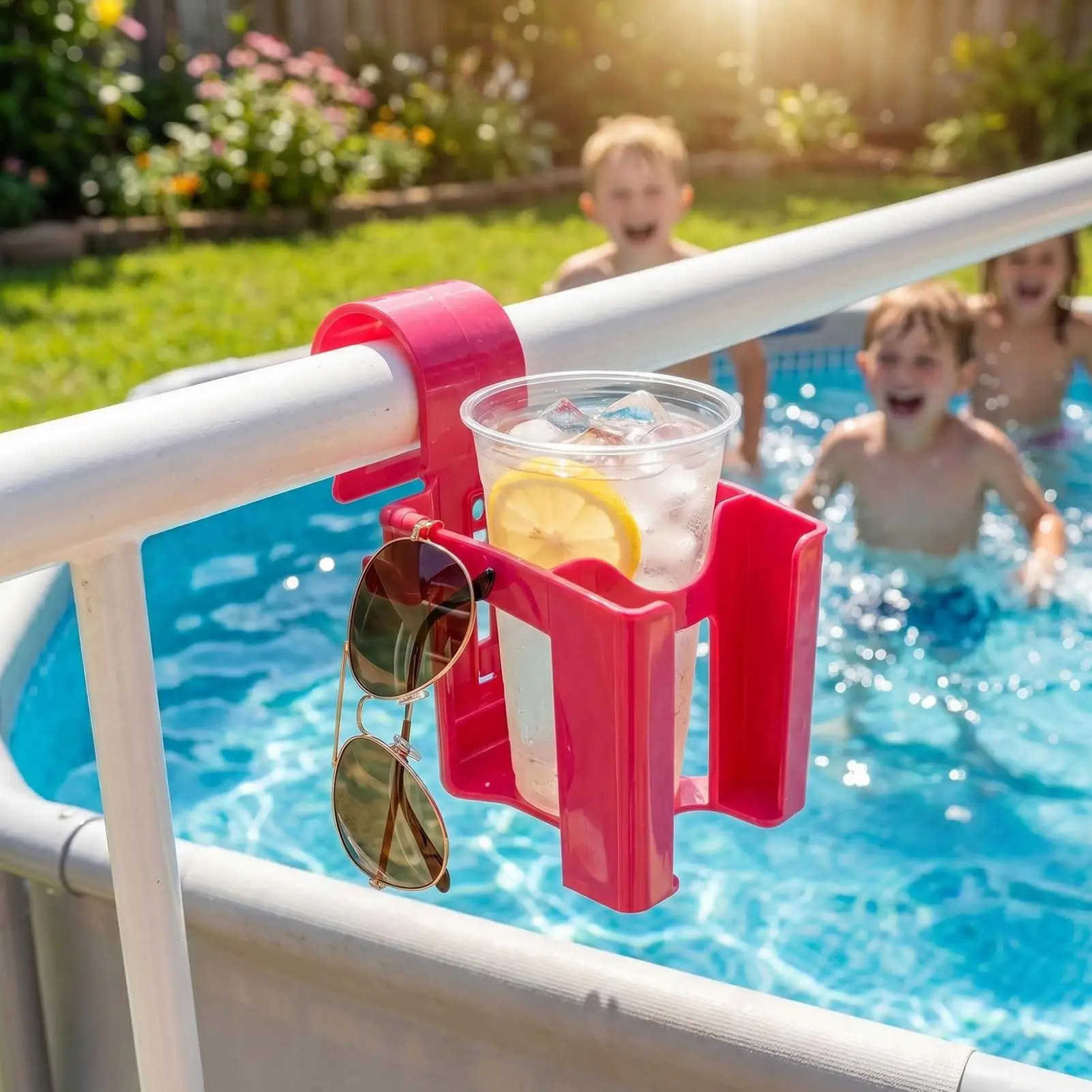 Poolside Cup Holder Detachable Outdoor Storage for Party 2 Inch Round Top Bar Table Swimming Deck Stools Backyard Patio Beach