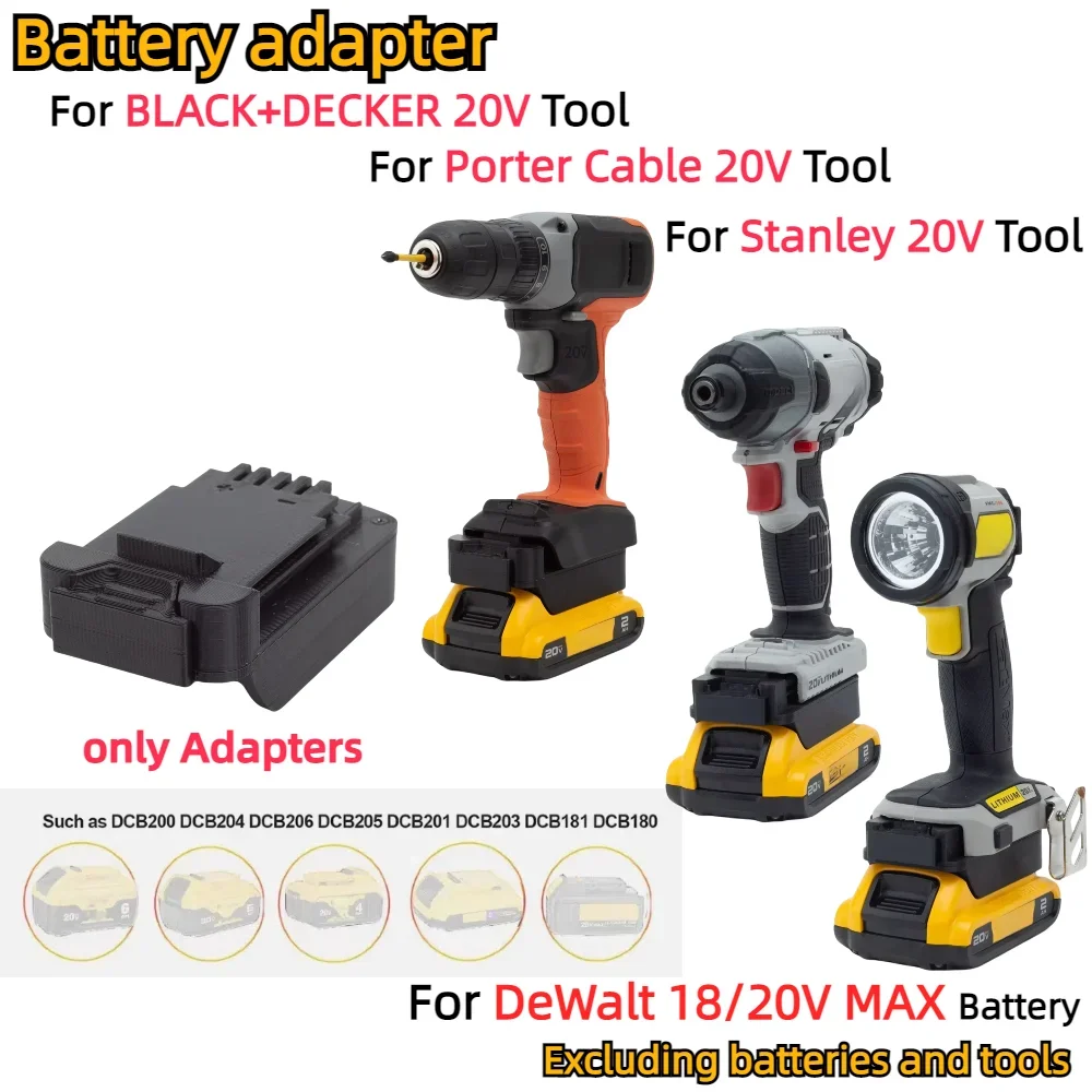 

Adapter/Converter for DeWalt 18/20V MAX XR DCB Series Battery TO BLACK+DECKER/Porter Cable/Stanley 20V MAX Cordless Power Tools