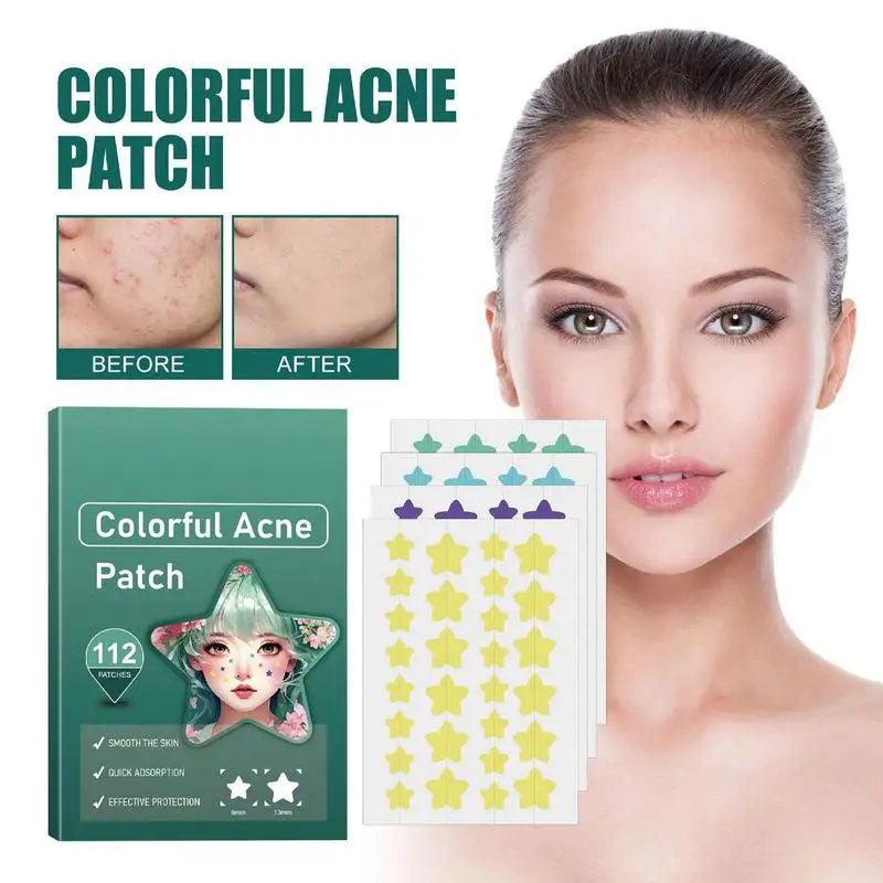 112pcs Star Pimple Patch Acne Treatments Sticker Invisible Acne Cover Pimple Patch Removal Skin Bump Patches with tea tree oil,