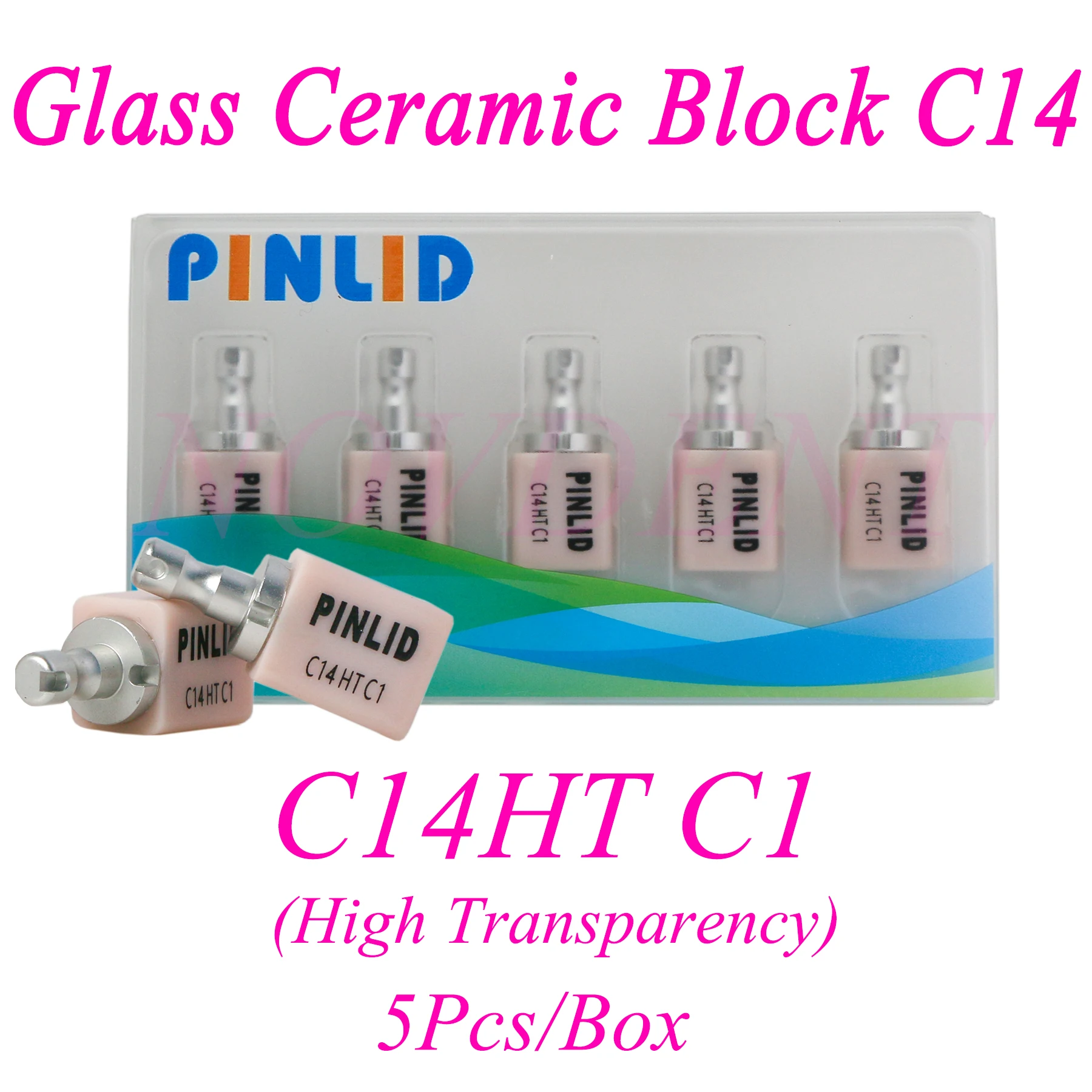 5Pcs/Box Dental Glass Ceramic CAD CAM Blocks CEREC Lithium  Block Inlay crown Disilicate High Transparency C14HT C1 C2