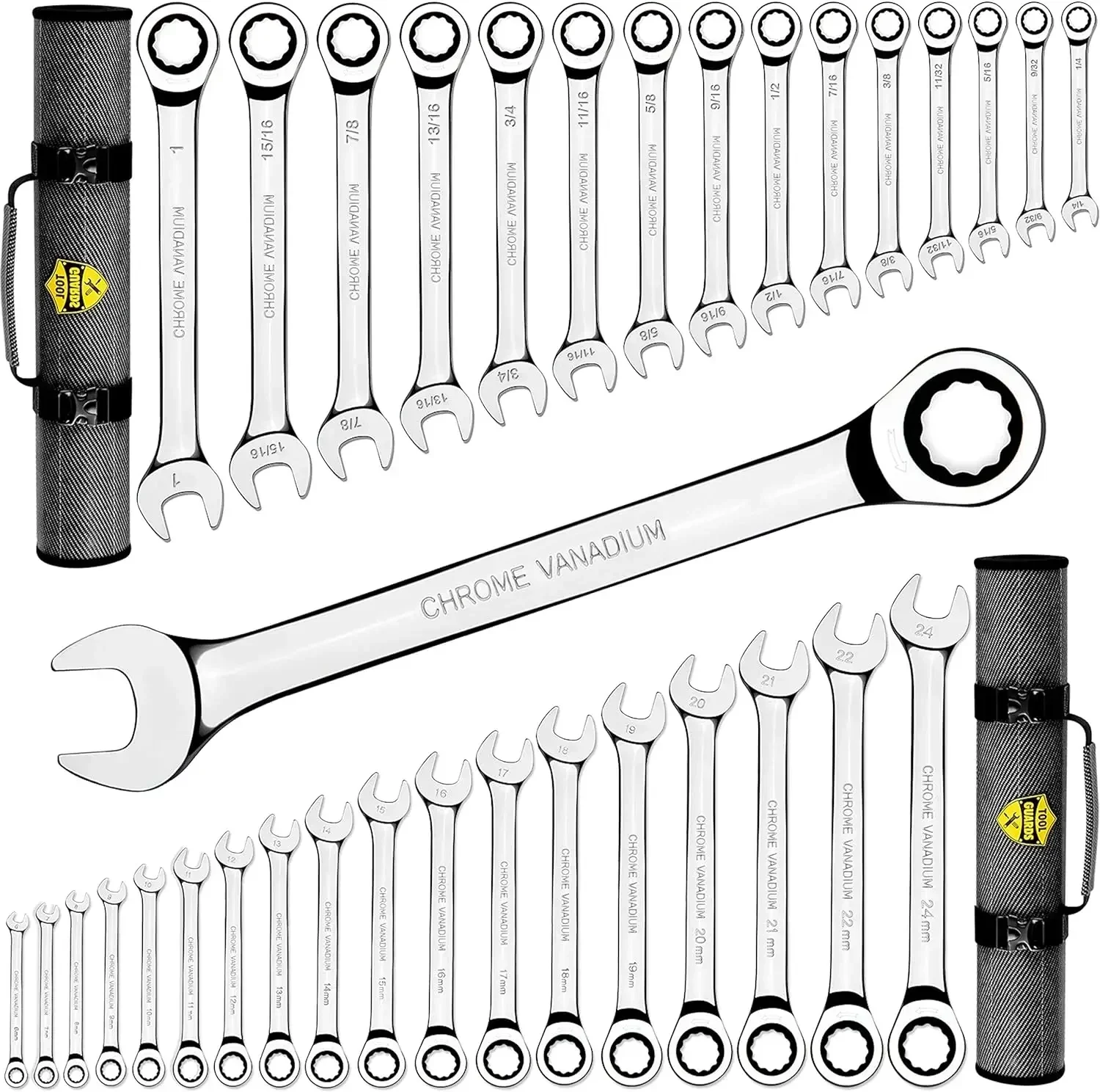 

Complete Ratcheting Wrench Set 33pcs -metric and standard - 100% Lifetime Satisfaction Guarantee - Large