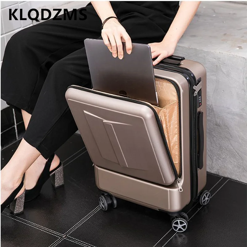 

KLQDZMS 20 "24 дюймов чемодан для ноутбука с передним отверстием для ПК, посадочный чемодан, многофункциональный чемодан на колесиках, мужской чемодан, дорожный чемодан