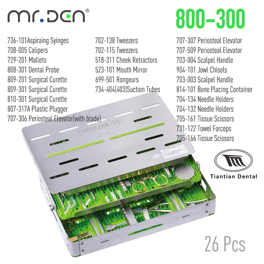 TIANTIAN Dental Implant 26Pcs Tool Kit Oral Surgery Basic Set with Disinfection Box