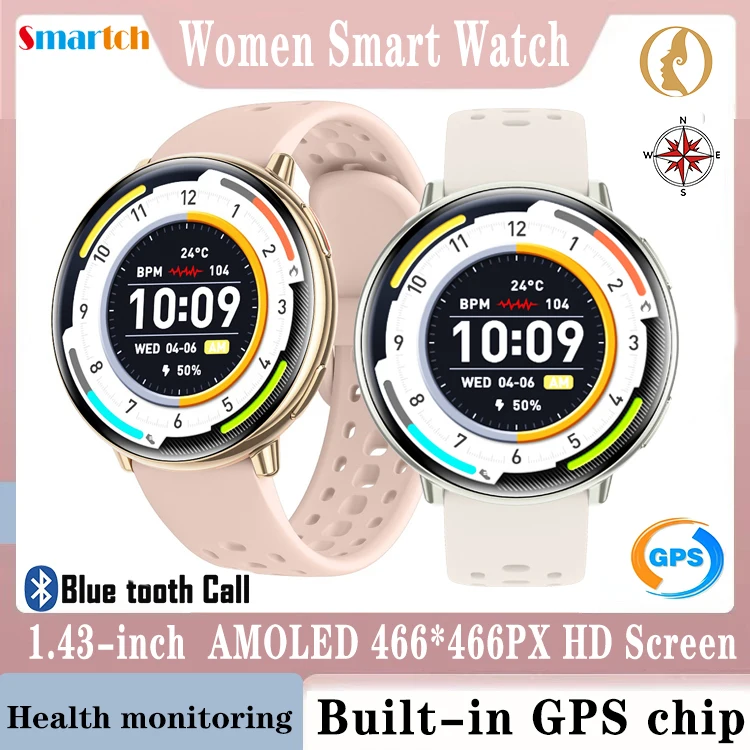 

Compass Outdoors Sports Smart Watches Ultra-Thin GPS Smartwatch Women Men Waterproof BT Call Heart Rate Monitor Women's Health
