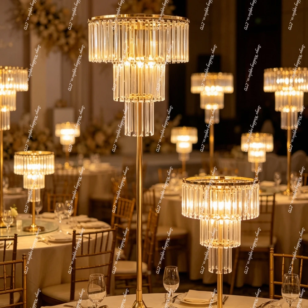 80-120cm)4-10pcs Led Table Battery Wireless acrylic Crystal Bead ice bar Curtain Flower Stand Table Centerpieces Decoration