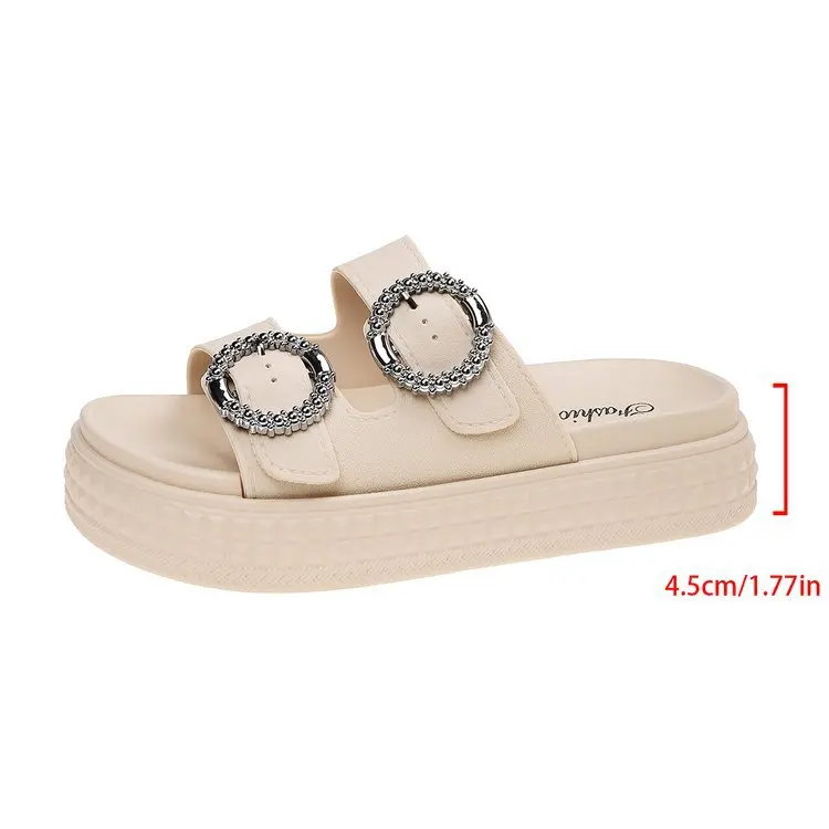 Glitzer-Flip-Flops für Damen – 2025, neue Sommersandalen mit dicker Sohle, Strandrutschen mit Strassverzierung für Outdoor-Mode – Detail 11