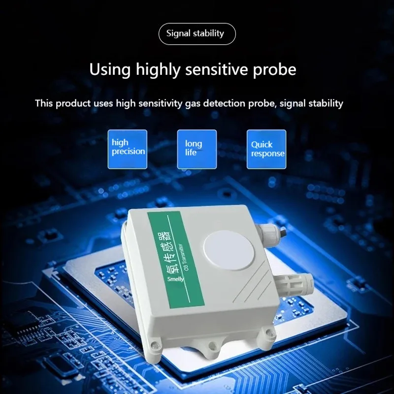 Ozone sensor RS485 industrial O3 high precision monitoring ozone transmitter gas concentration detector