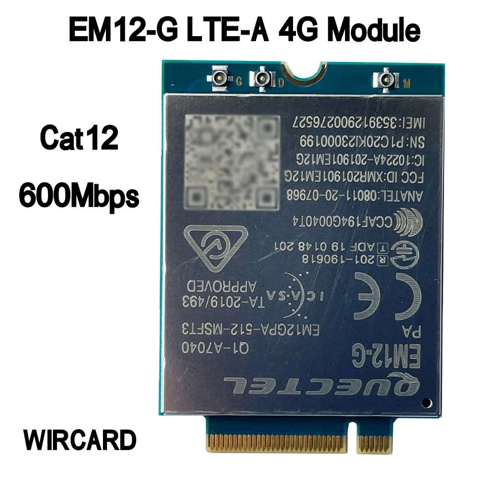 Quectel EM12-G EM12 LTE-A Cat12 M.2 Module 600mbps Downlink and 150mbps Uplink peak Data Rate EM12GPA-512-MSFT3 Module